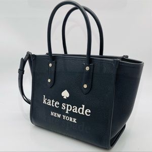 Kate Spade Ella Pebbled Leather Small Tote Crossbody Bag Black Leather